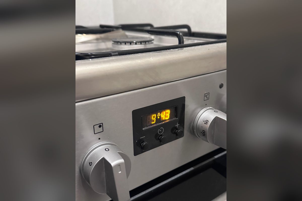 Gas range control panel during a stove repair by Appliance Repair Indio, CA