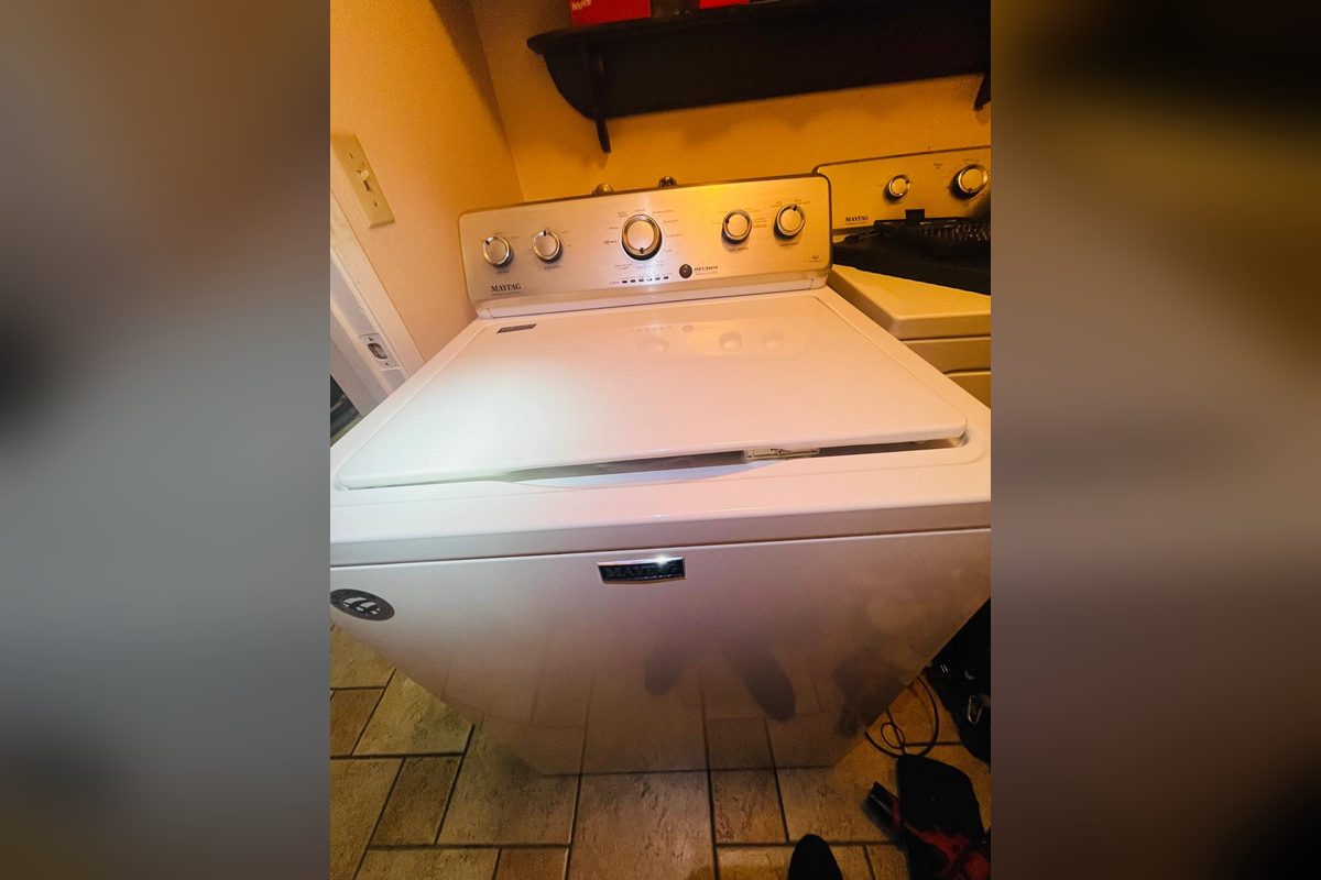 Maytag top-load washer repaired in a laundry room by Appliance Repair Indio, CA